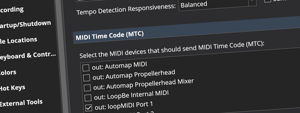 MIDI Time Code (MTC) Support